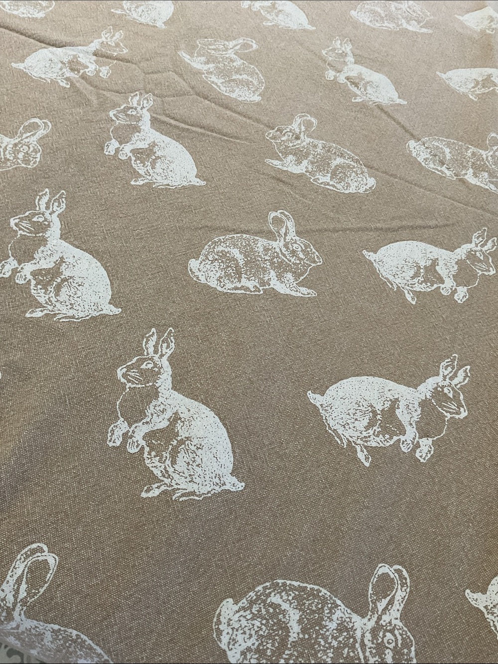 Bunny rabbit cotton tablecloth. Well Dressed Home.